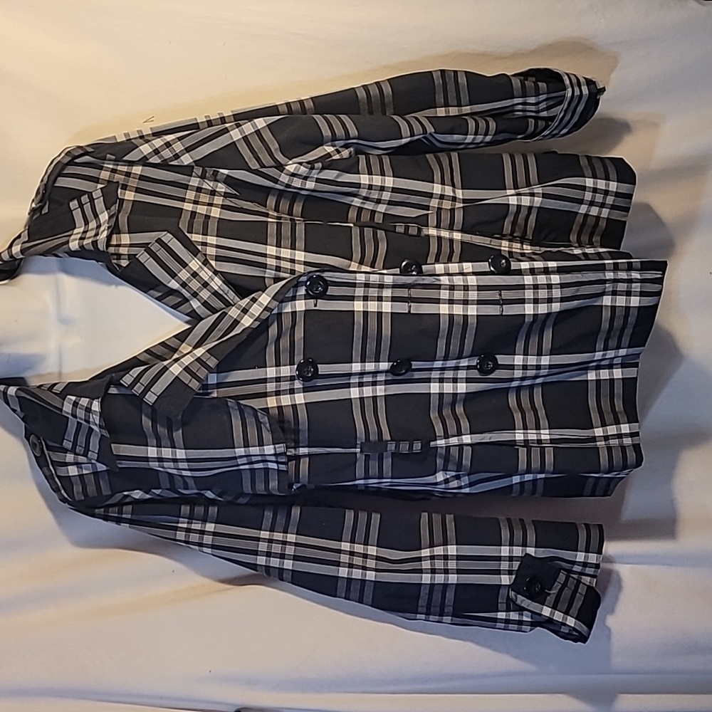 Joujou Women's Trench Coat Short Plaid Double -Breasted -  Sz 2X